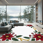 Deep Red Poinsettia Glitter Swirl Rug