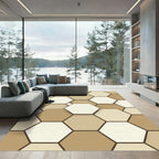 Modern Neutral Earth Tone Hexagon Rug