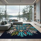 Vibrant Coastal Coral Starfish Mandala Rug