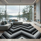 Monochrome Geometric Chevron Zigzag Art Rug