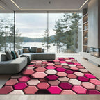 Sophisticated Rose Geometric Hexagon Mosaic Rug