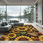 Golden Sunflowers Autumn Harvest Foliage Rug