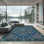 Deep Blue Floral Medallion Artistry Rug