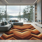 Warm Earthy Tone Chevron Stripes Rug