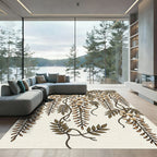 Cream Wisteria Vine Botanical Art Rug