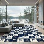 Nautical Houses and Flags Checkerboard Rug