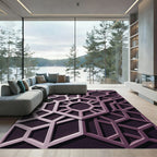 Sophisticated Plum Geometric Hexagon Lattice Rug