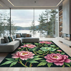 Elegant Blush Peony Floral Garden Rug