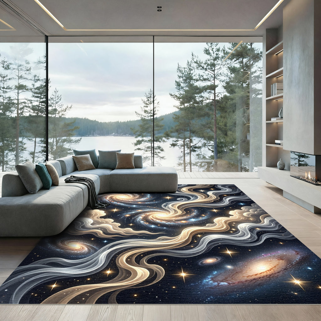 Swirling Galactic Nebulae Stars Rug
