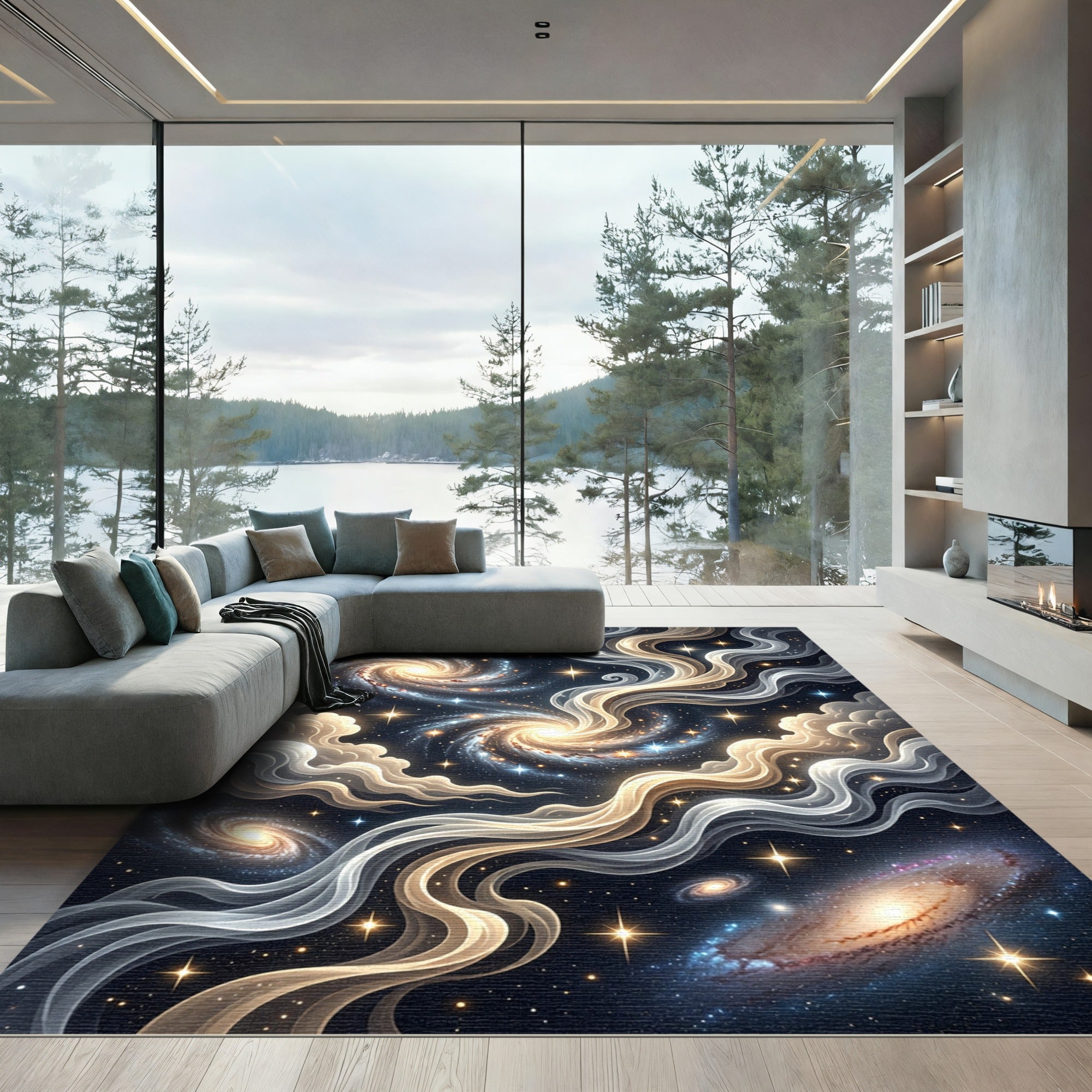 Swirling Galactic Nebulae Stars Rug