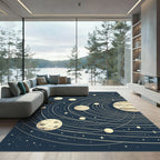 Vintage Celestial Solar System Astronomy Illustration Rug
