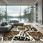 Tropical Leopard Jungle Animal Illustration Rug