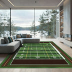 Athletic Green Football Field Grid Rug