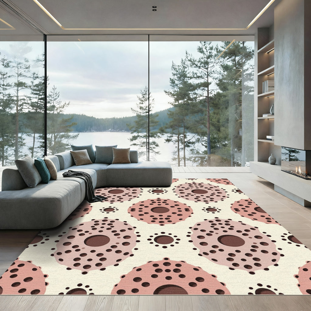 Soft Pink Dot Abstract Geometric Rug