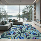 Charming Blue Forget-Me-Not Botanical Garden Rug