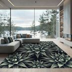 Agave Succulent Green Dark Floral Rug