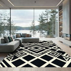 Monochromatic Art Deco Geometric Diamond Rug