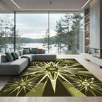 Mid-Century Atomic Olive Starburst Radiance Rug