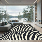 Bold Monochrome Abstract Zebra Wave Rug