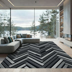 Monochrome 3D Herringbone WeaveRug Rug