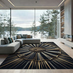 Black and Gold Art Deco Fan Rug