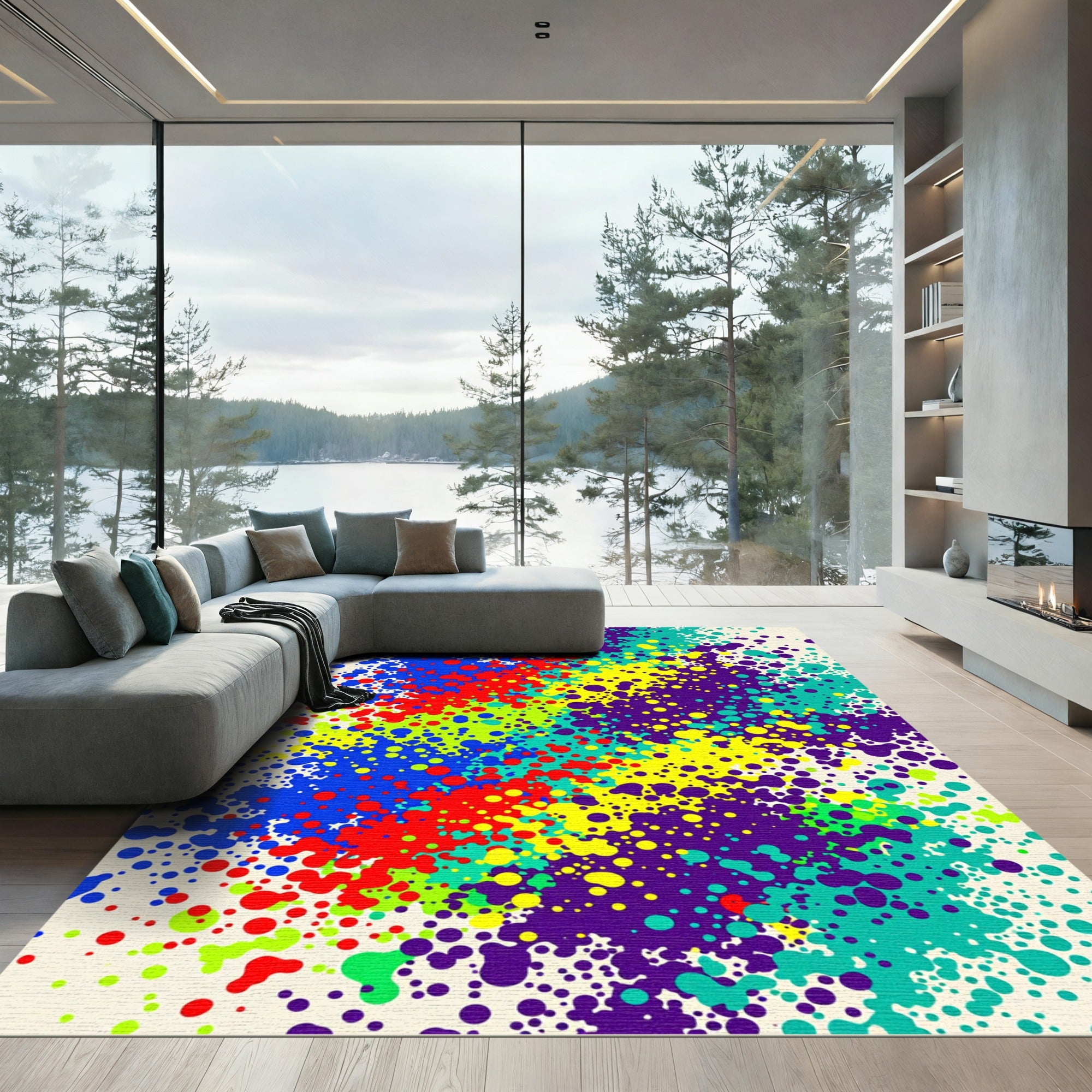 Vibrant Splatter Confetti Composition Rug