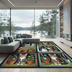 Charming Tabby Cat Garden Collage Rug