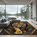 Majestic Tiger Gold Art Deco Frame Rug