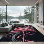 Vibrant Pink Flamingo Noir Swirl Rug