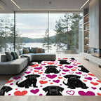 Black Labrador Puppy and Heart Hearts Rug