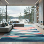 Ethereal Pink Mountain Sunset Landscape Rug