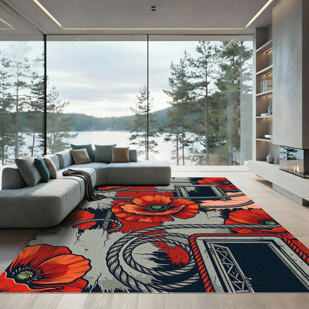 Bold Red Poppy Doorway Rope Rug
