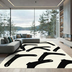 Black Boomerang Scattered Contemporary Rug