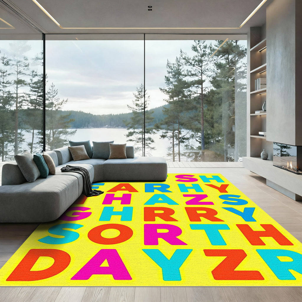 Alphabet Blocks Multicolored Composition Rug
