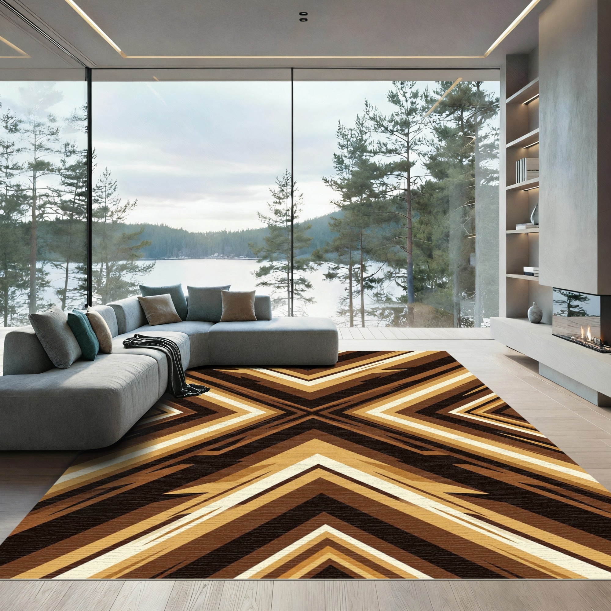 Bold Earthy Zigzag Chevron Rug