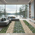 Earthy Sage Woven Basket Weave Botanical Rug