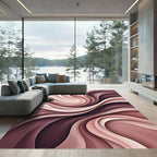 Modern Blush Abstract Wave Rug