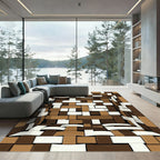 Chocolate White Woven Basket Texture Rug