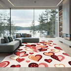 Whimsical Pink and Red Heart Collage Rug