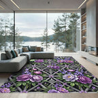 Purple Floral Lattice Garden Rug