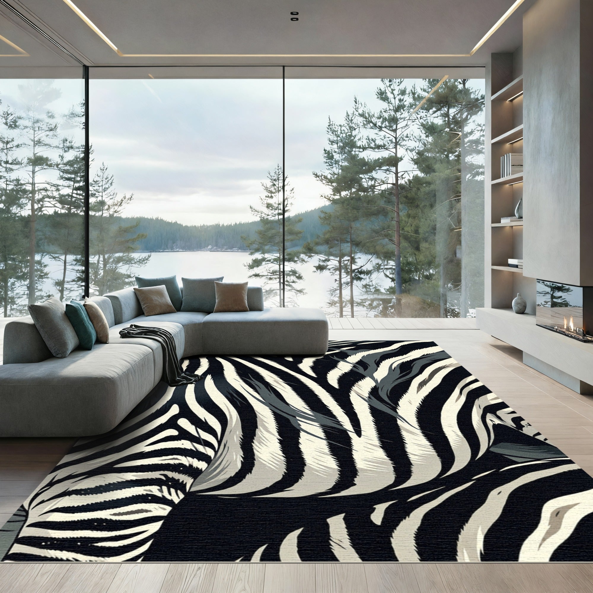 Bold Black Ivory Zebra Stripes Rug