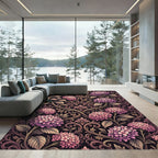Elegant Plum Hydrangea Victorian Scroll Rug