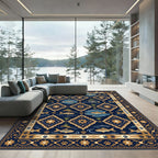 Golden Fish and Paw Botanical Medallion Rug
