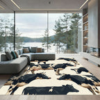 Black and White Holstein Cow Herd Rug