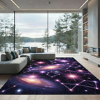 Cosmic Pink Star Constellation Galaxy Rug
