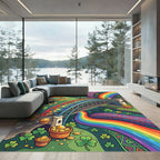 Vibrant Rainbow Clover Golden Treasure Rug