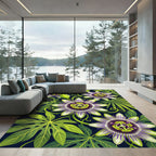 Vibrant Purple Passionflower Garden Rug