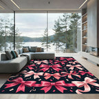 Playful Pink Bows on Black Rug