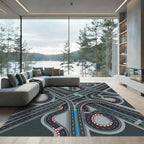 Modern Gray Expressway Intersection Graphic Rug