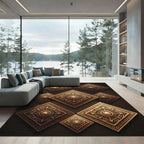 Metallic Bronze Compass Diamond Tile Rug